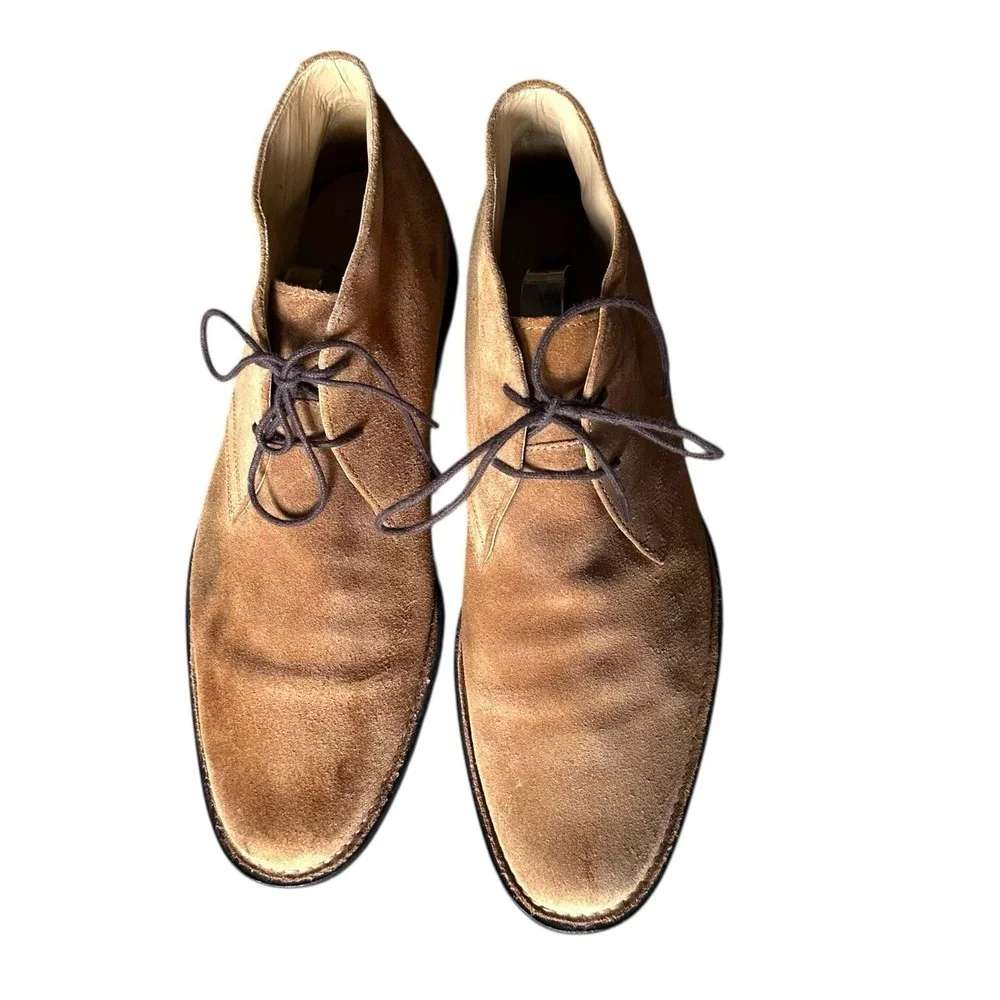 Banana‎ Republic Mens 10 Boots Tan Suede Ankle Lace Up Business Preppy Boho